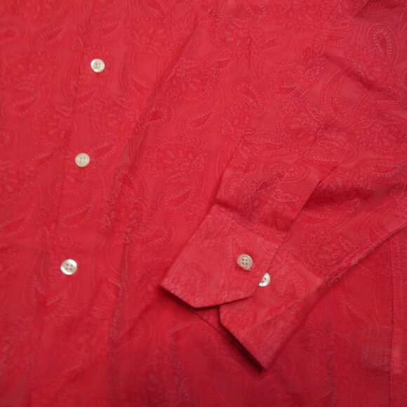 Alessandro Gherardeschi Mens Red Paisley Button Up Shirt L/S Silk Blend Large - Picture 2 of 7